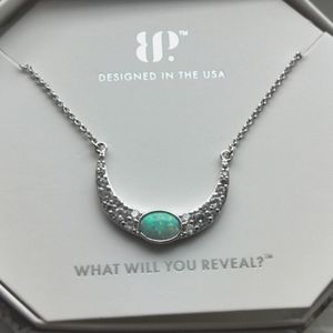 Bomb Party Pale green fire opal necklace